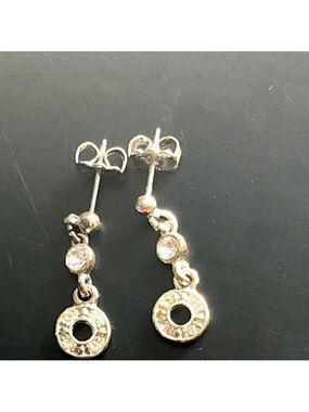 Avon deco pave stud earrings with cubic zirconia in silvertone